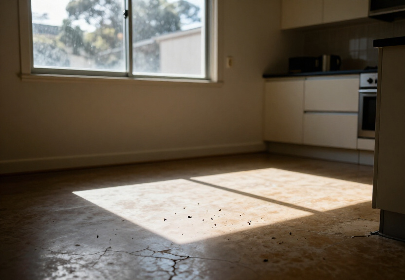 Ants trailing along a Meadowbank garage floor before treatment